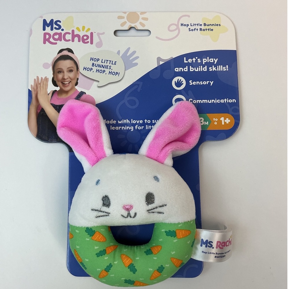 Ms. Rachel‎ Hop Little Bunnies Soft Rattle Sensory Play Toy Baby Toddler